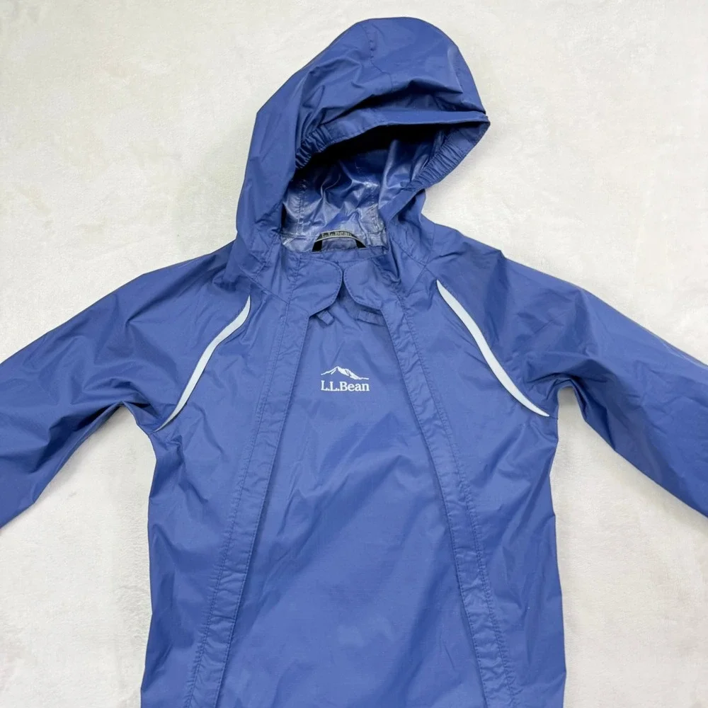 LL Bean Discovery Rain Suit Blue Hooded One Piece Nylon Kids 12-18M